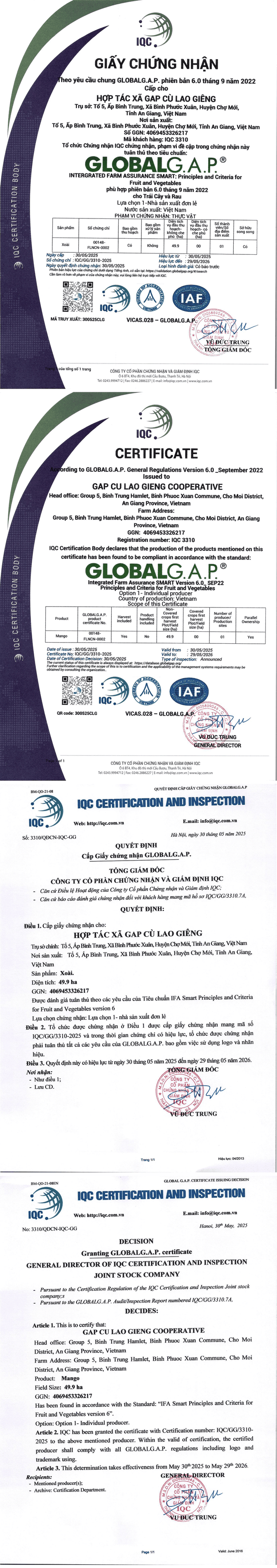 Chứng nhận Global G.A.P